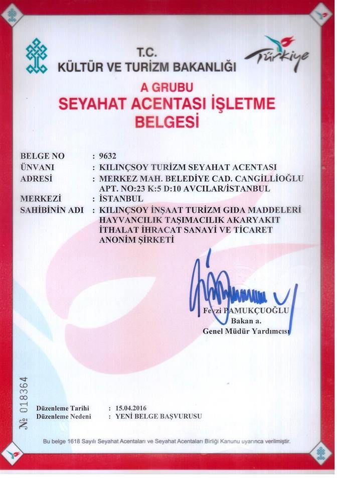 Seyahat Acentası İşletme Belgesi