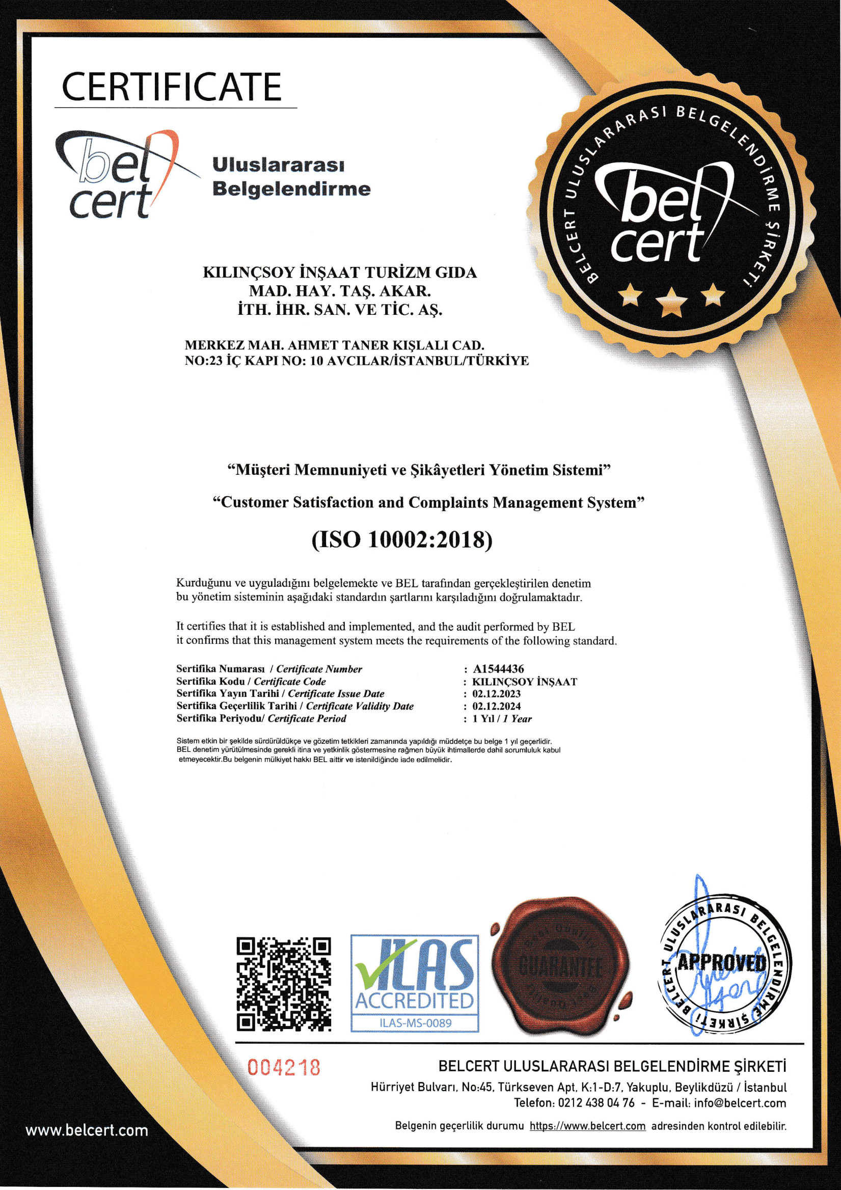 Müşteri Memnuniyeti ve Şikayetleri Yönetim Sistemi